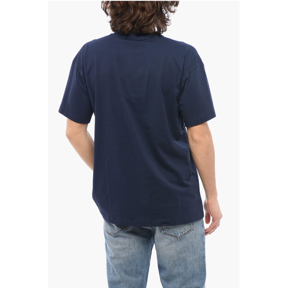Sky High Farm Solid Color Crew-neck T-Shirt with Contrasting Embroidery