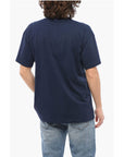 Sky High Farm Solid Color Crew-neck T-Shirt with Contrasting Embroidery