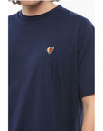 Sky High Farm Solid Color Crew-neck T-Shirt with Contrasting Embroidery