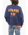 A Paper Kid Brushed Cotton Crew-neck Sweatshirt with Maxi Back Print