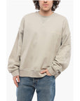 A Paper Kid Brushed Cotton Crew-neck Sweatshirt with Maxi Back Print