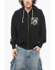 Champion Fleeced-Cotton Sweatshirt with Embossed Embroidery and Zip C