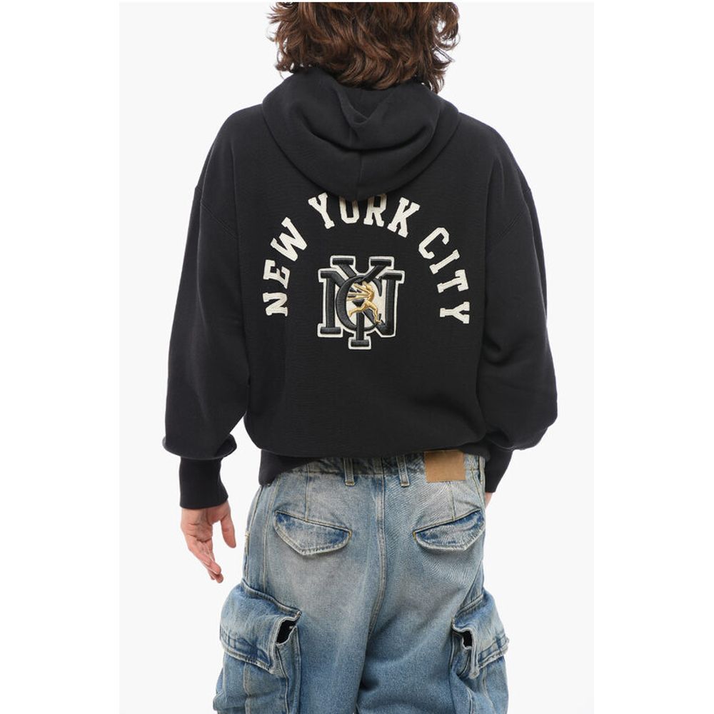 Champion Fleeced-Cotton Sweatshirt with Embossed Embroidery and Zip C