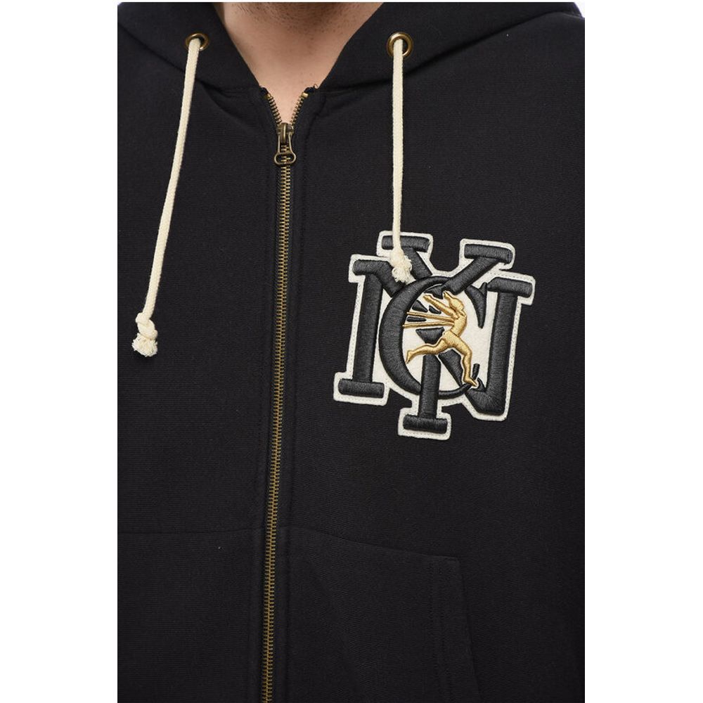 Champion Fleeced-Cotton Sweatshirt with Embossed Embroidery and Zip C