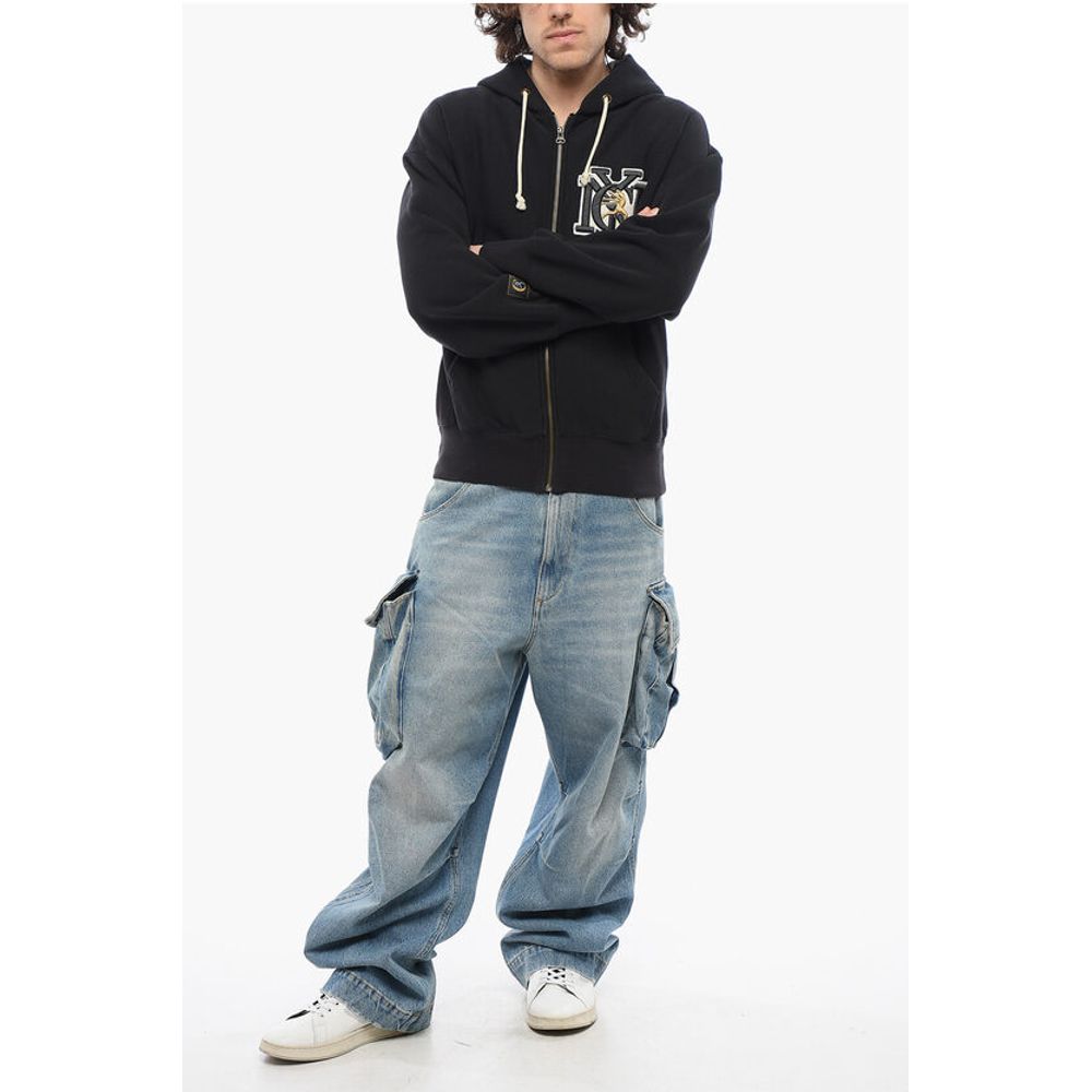 Champion Fleeced-Cotton Sweatshirt with Embossed Embroidery and Zip C