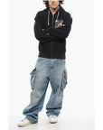 Champion Fleeced-Cotton Sweatshirt with Embossed Embroidery and Zip C