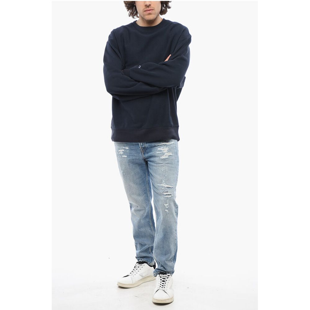 Champion Solid Color Fleeced-Cotton Crew-neck Sweatshirt