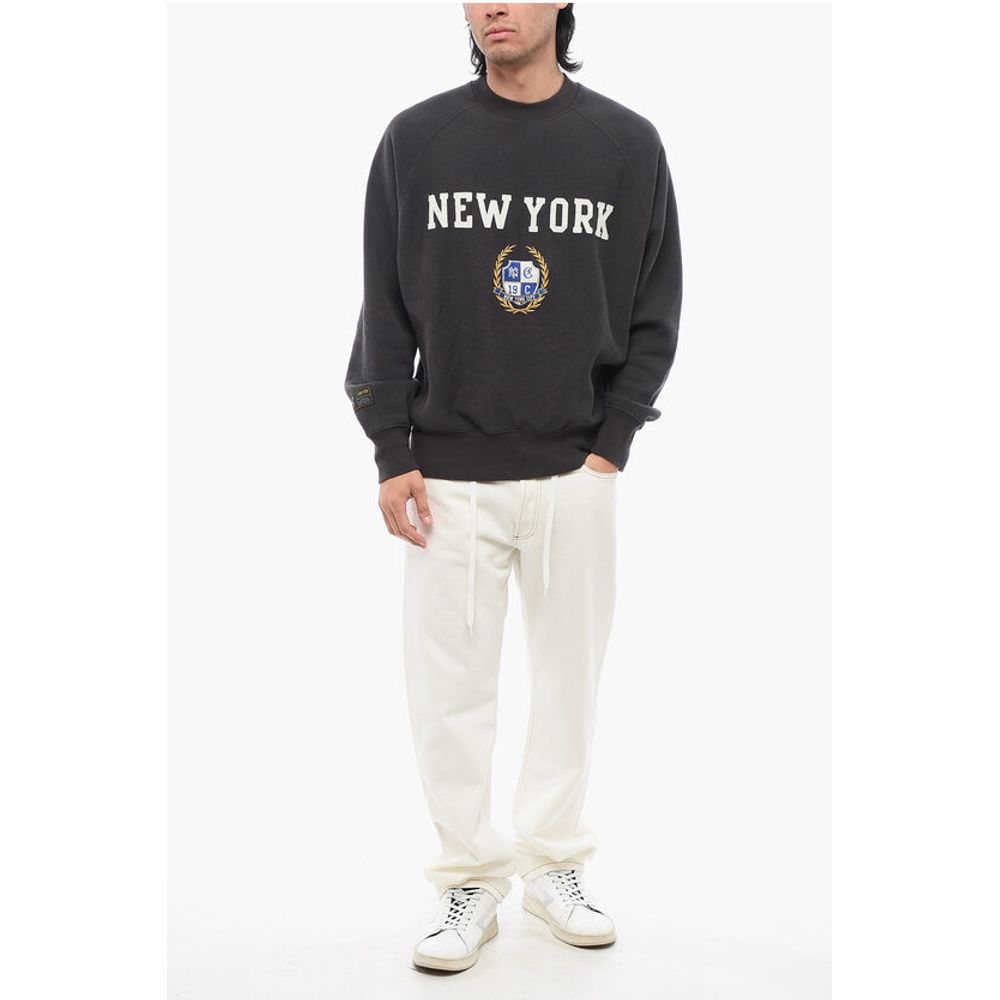 Champion Fleeced-Cotton NEW YORK Crew-Neck Sweatshirt with Embroidery