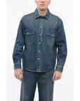 1989 Studio Denim Overshirt with Double Breast Pocket and Embossed Logo