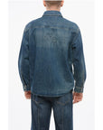 1989 Studio Denim Overshirt with Double Breast Pocket and Embossed Logo