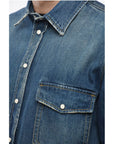 1989 Studio Denim Overshirt with Double Breast Pocket and Embossed Logo