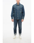 1989 Studio Denim Overshirt with Double Breast Pocket and Embossed Logo