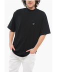 Needles Solid Color Mock-Neck T-Shirt with Butterfly Embroidery