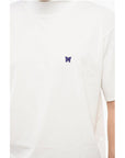 Needles Solid Color Mock-Neck T-Shirt with Butterfly Embroidery