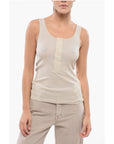 Ami Alexandre Mattiussi Ribbed Lightweight Cotton Tank Top with 3 Frontal Buttons