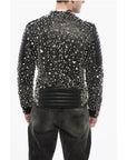Philipp Plein Leather HOLY LIFE Biker Jacket with Studs All-Over