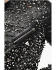 Philipp Plein Leather HOLY LIFE Biker Jacket with Studs All-Over