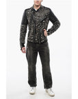 Philipp Plein Leather HOLY LIFE Biker Jacket with Studs All-Over