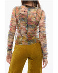Viktor & Rolf Floral Print Sheer RIPPLE REFLECTION Long Sleeved Top