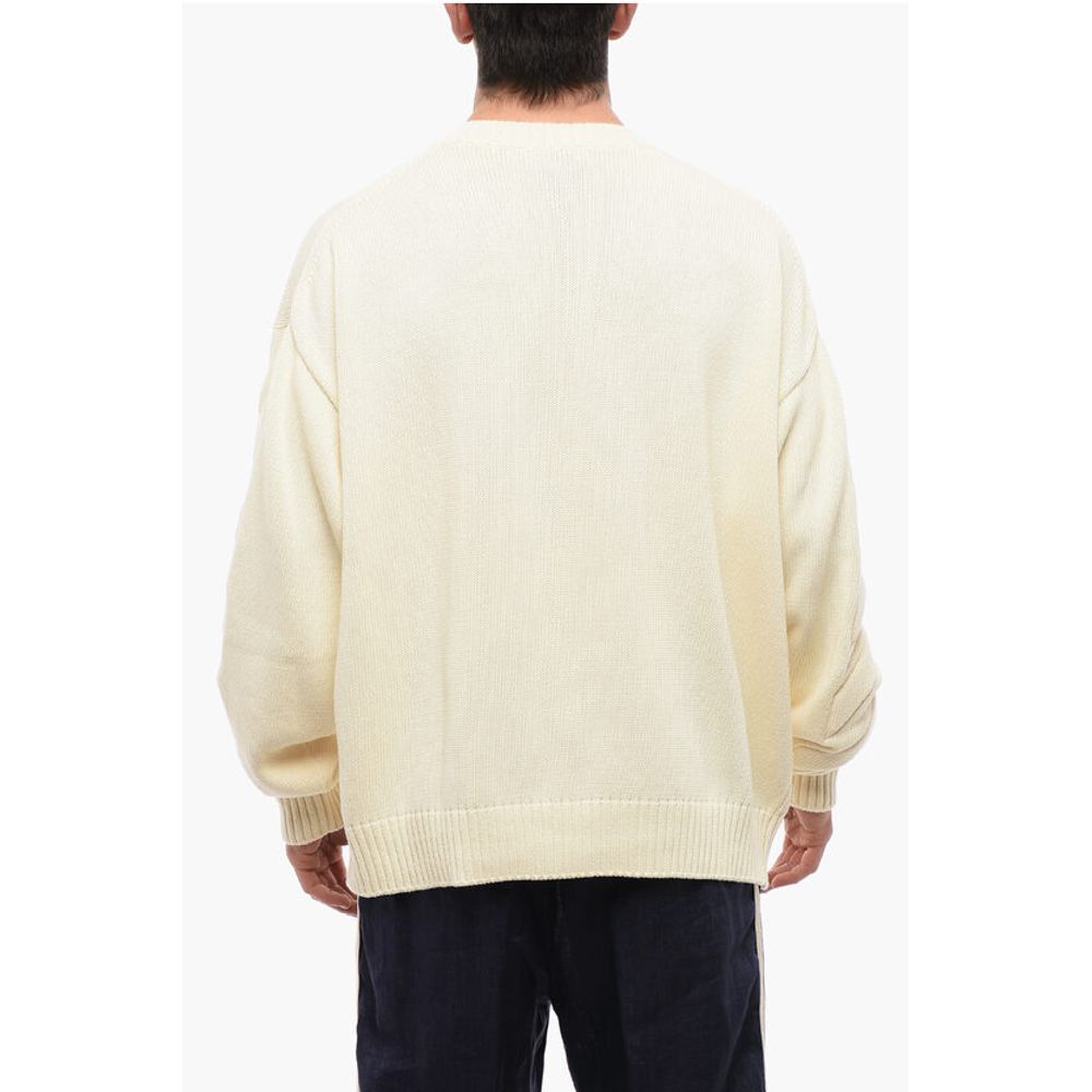 Off-White Cotton Sweater With Embossed Logo