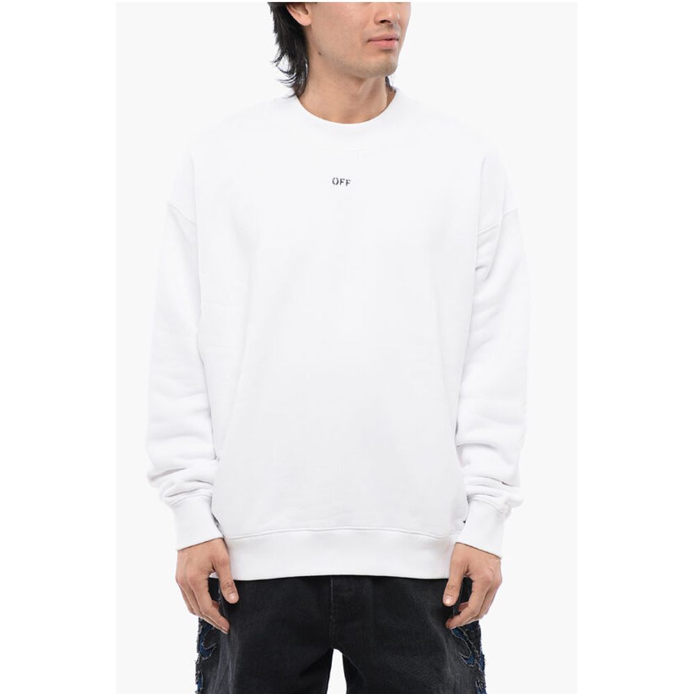 Off-White Brushed Cotton STAMP Crewneck Sweatshirt