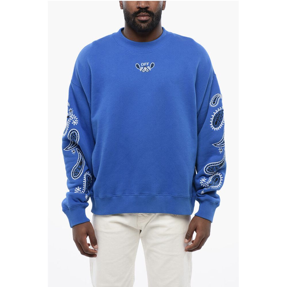 Off-White Brushed Cotton BANDANA ARROW Crewneck Sweatshirt