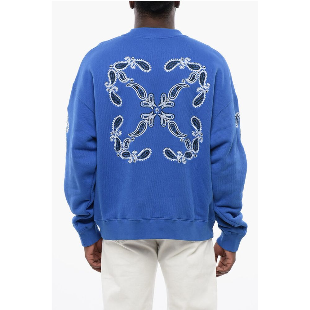 Off-White Brushed Cotton BANDANA ARROW Crewneck Sweatshirt