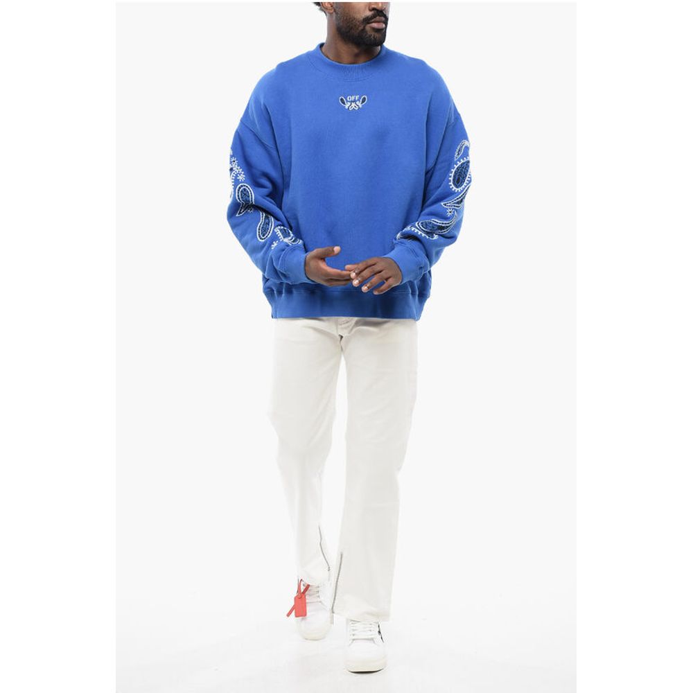 Off-White Brushed Cotton BANDANA ARROW Crewneck Sweatshirt
