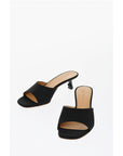 Off-White Open-Toe Linen Blend LOLLIPOP Mules Heel 5 cm
