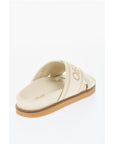 Off-White Leather Criss Cross CLOUD Logoed Slides