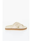 Off-White Leather Criss Cross CLOUD Logoed Slides