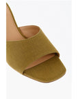 Off-White Open-Toe Linen Blend LOLLIPOP Mules Heel 5 cm