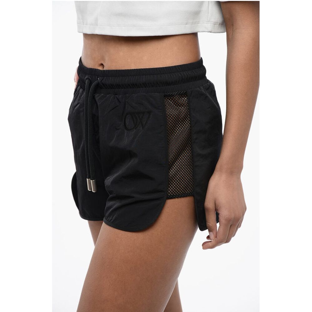 Off-White Nylon CRISPY Shorts with Mesh Side Band