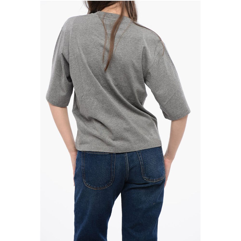 Off-White Cotton Crew-neck T-shirt with Print Logo