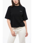 Off-White Cotton Crew-neck T-shirt with Back Floral-Motif