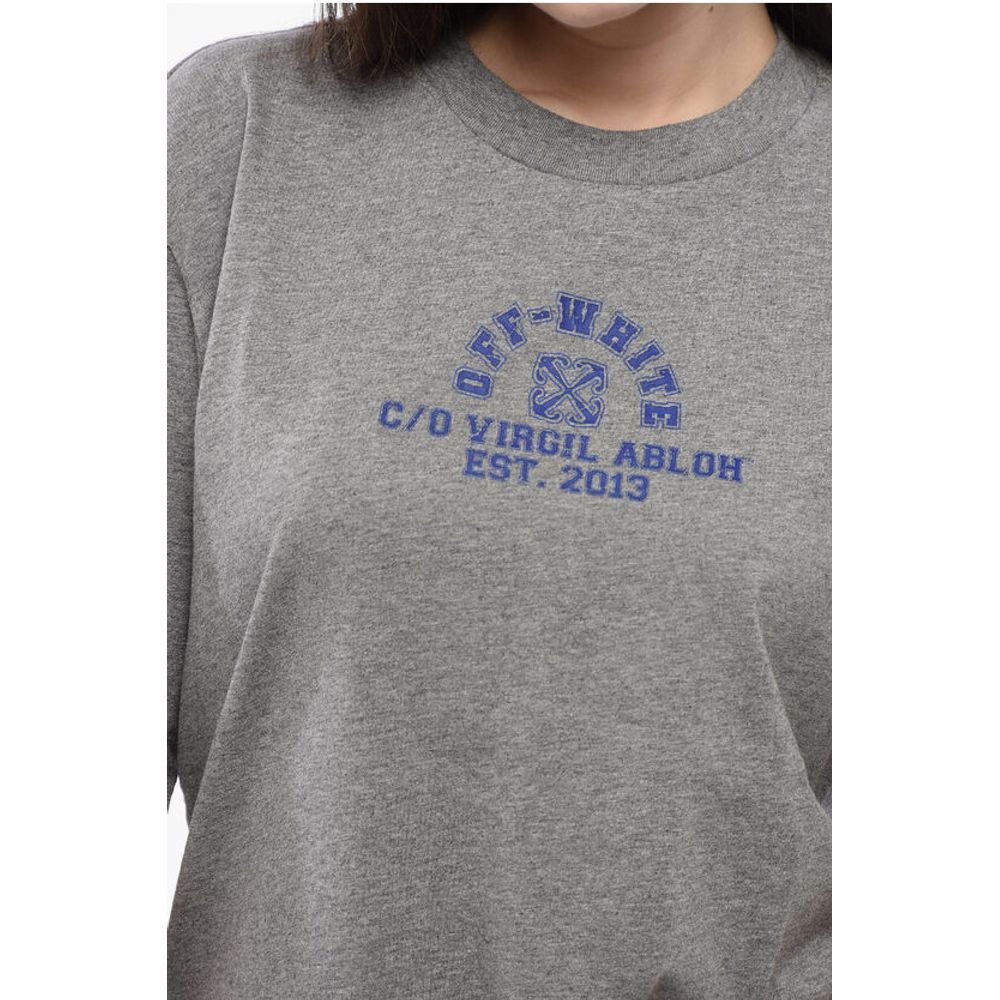 Off-White Cotton Crew-neck T-shirt with Print Logo