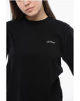 Off-White Cotton Crew-neck T-shirt with Back Floral-Motif