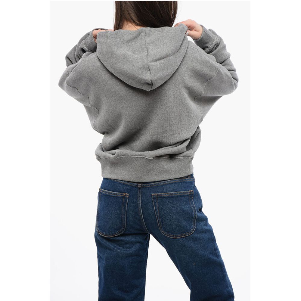 Off-White Maxi Hoodie with Logo and Patch Pocket