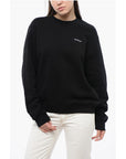 Off-White Cotton Crew-neck Sweatshirt with Back Floral Motif
