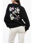 Off-White Cotton Crew-neck Sweatshirt with Back Floral Motif