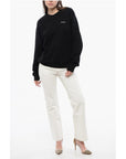 Off-White Cotton Crew-neck Sweatshirt with Back Floral Motif