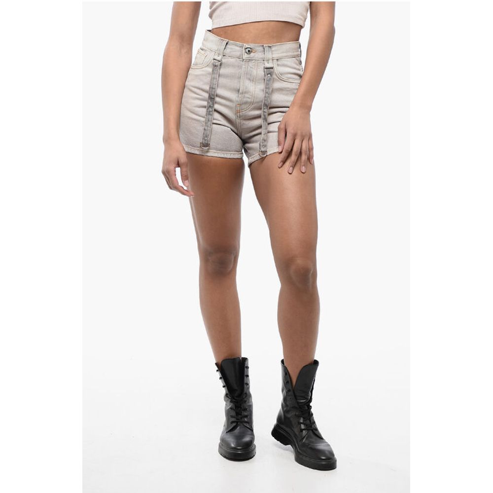 Off-White Denims Cargo Shorts with Acid-Wash Effect
