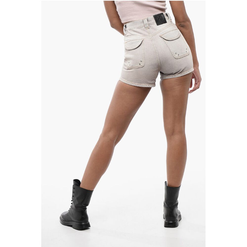 Off-White Denims Cargo Shorts with Acid-Wash Effect