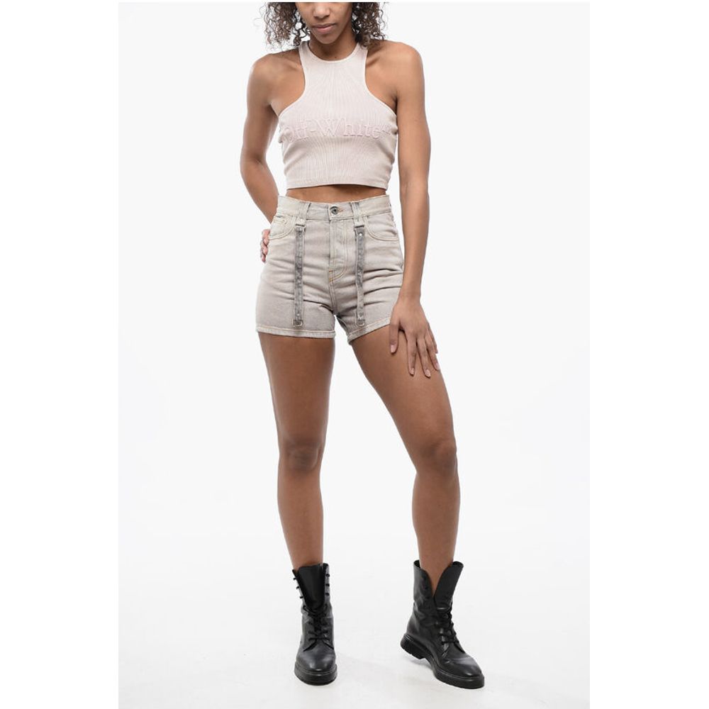 Off-White Denims Cargo Shorts with Acid-Wash Effect