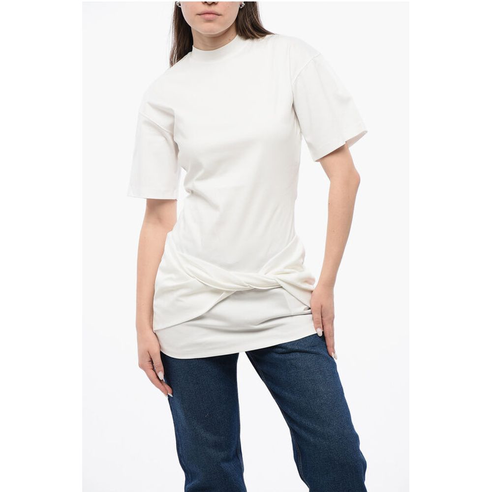 Off-White Solid Color Cotton Crew-neck T-shirt