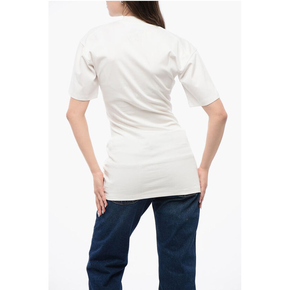 Off-White Solid Color Cotton Crew-neck T-shirt