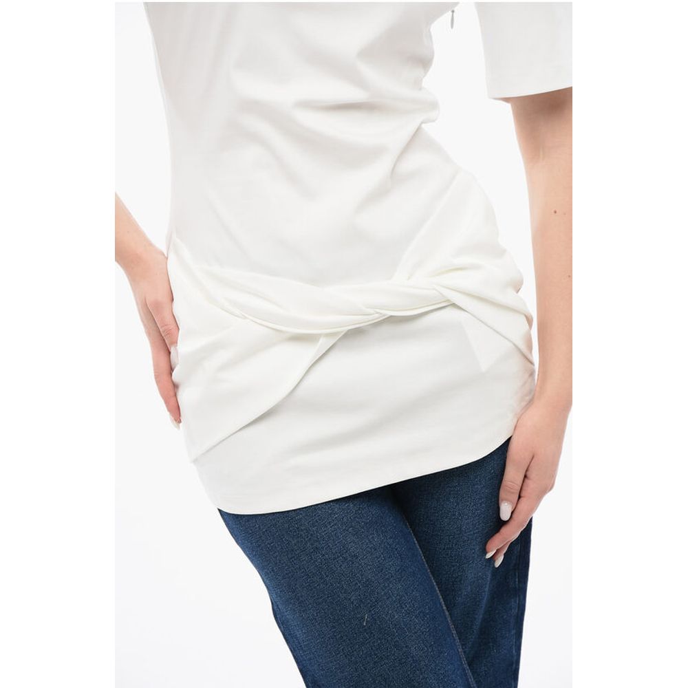 Off-White Solid Color Cotton Crew-neck T-shirt