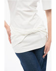 Off-White Solid Color Cotton Crew-neck T-shirt