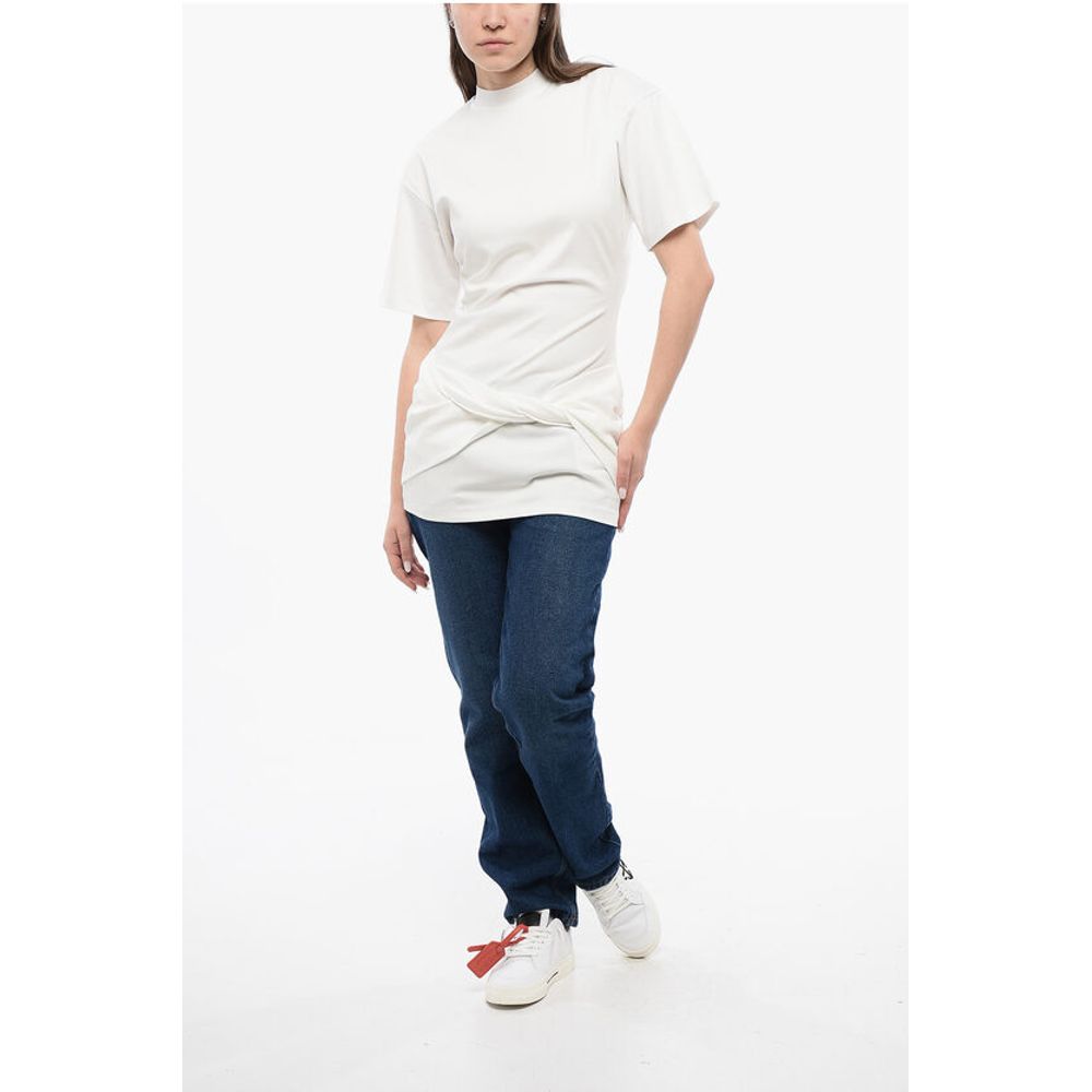 Off-White Solid Color Cotton Crew-neck T-shirt
