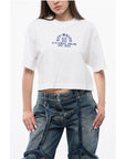 Off-White Cropped Crew-neck T-shirt with Frontal Print